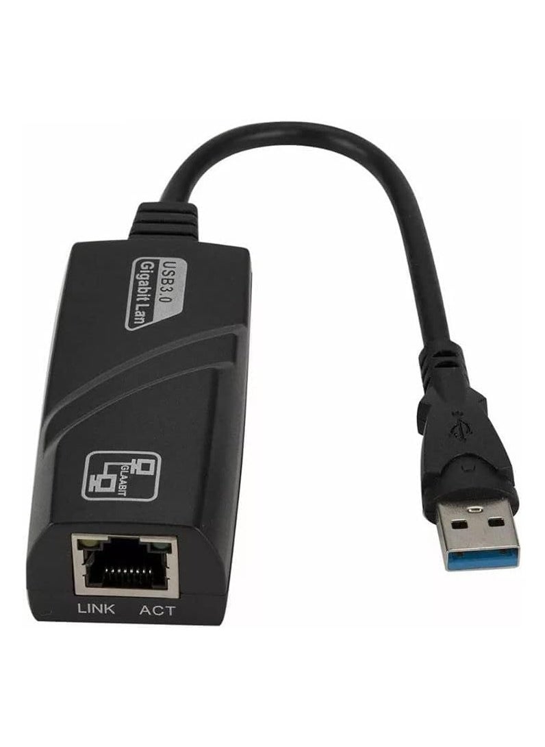 Generic USB 3.0 To 1000Mbps Gigabit RJ45 Ethernet LAN Network Adapter Black  - Image 1