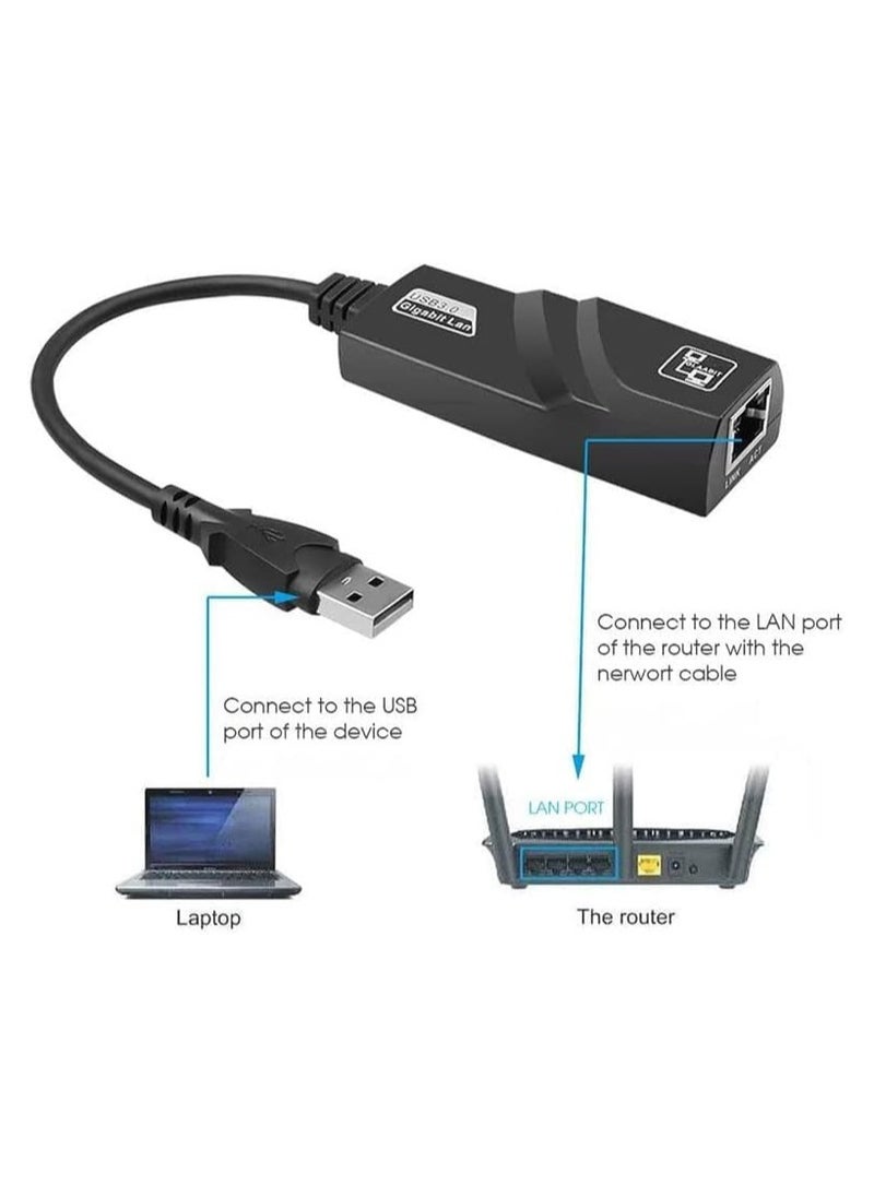 Generic USB 3.0 To 1000Mbps Gigabit RJ45 Ethernet LAN Network Adapter Black  - Image 3