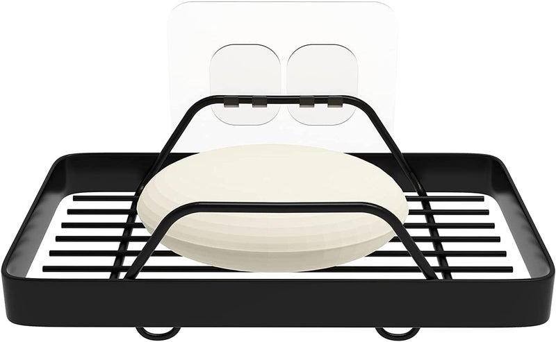 KINCMAX Premium Adhesive Soap Holder for Shower Wall  Drill Free Bar Soap Dish for Bathroom Storage  Stainless Steel Shower Soap Caddy wAdhesive Sticker Black