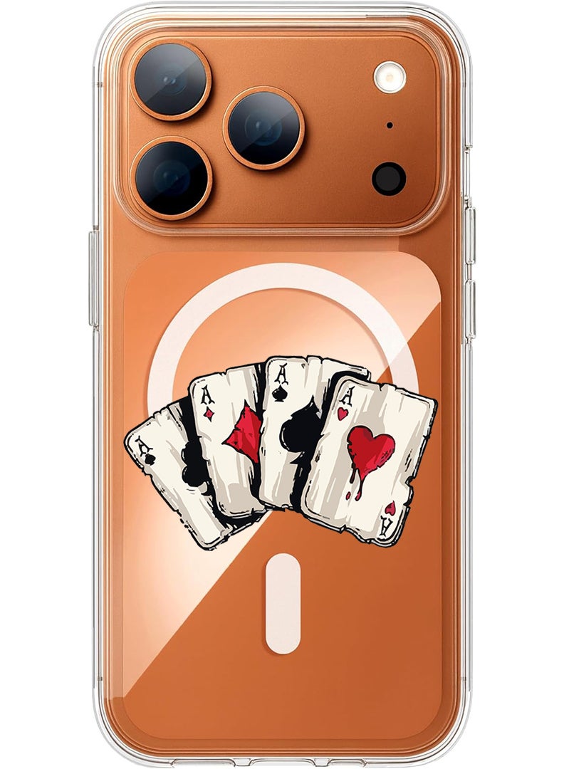 Theodor Magnetic Case for Apple iPhone 17 Pro Max Compatible with MagSafe Wireless Charging, Shockproof Phone Bumper Cover - aces 2 - Image 1