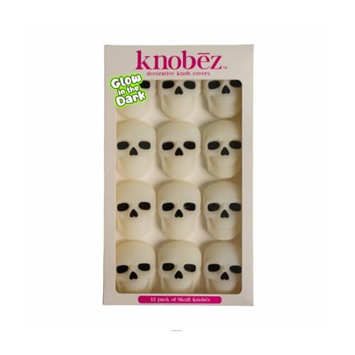 Knobēz: Decorative Cabinet Knob Covers - Skull - 12pk - Stretch Over Hardware Decorations, Spooky-Halloween-Fall-Seasonal, Kitchen-Bathroom-Dressers - Image 1