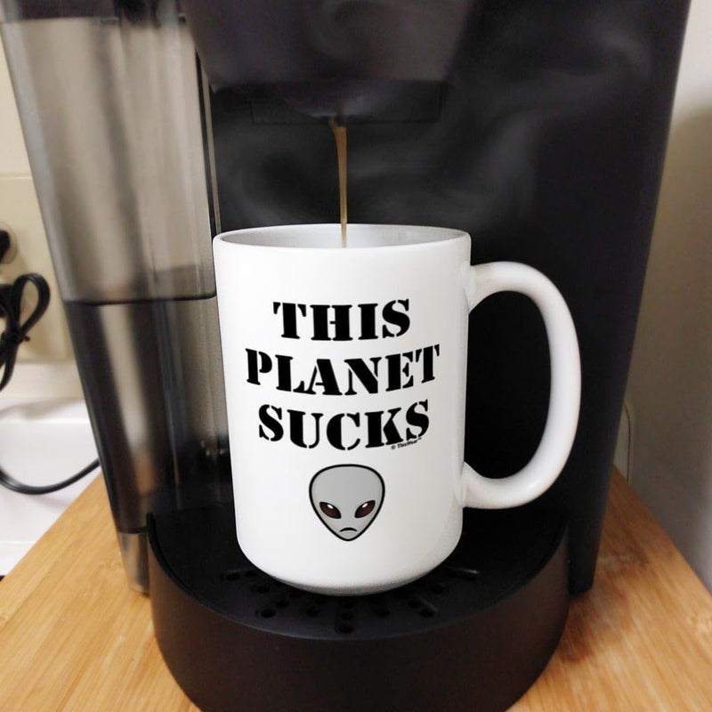 ThisWear Halloween Coffee Mug This Planet Sucks Alien UFO 2 Pack 15oz Ceramic Coffee Mug Set - Image 5