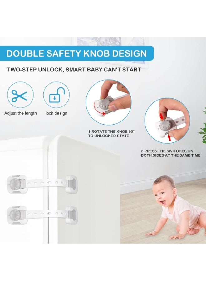 Gonice Baby Safety Lock, Child Safety Locks, Multi-Functional Adjustable Double Button Baby Anti-Clip Latch System For Cabinets, Drawers, Fridge, Closet Doors Etc（Pack Of 6） - Image 3