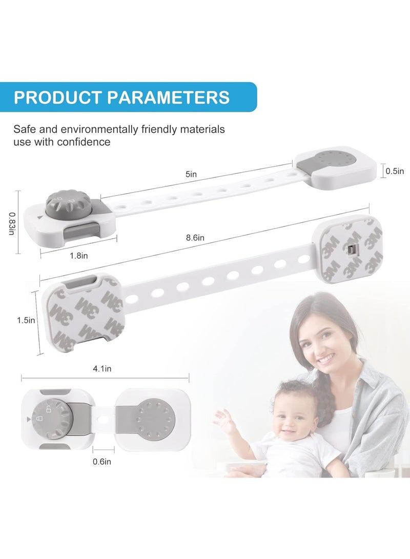 Gonice Baby Safety Lock, Child Safety Locks, Multi-Functional Adjustable Double Button Baby Anti-Clip Latch System For Cabinets, Drawers, Fridge, Closet Doors Etc（Pack Of 6） - Image 2