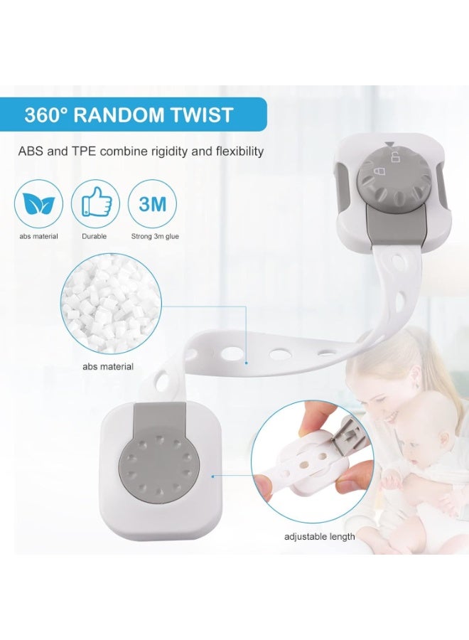 Gonice Baby Safety Lock, Child Safety Locks, Multi-Functional Adjustable Double Button Baby Anti-Clip Latch System For Cabinets, Drawers, Fridge, Closet Doors Etc（Pack Of 6） - Image 4