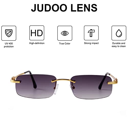 JUDOO Fashion Rimless Rectangle Sunglasses for Women Men Trendy Frameless Square Glasses UV400 Eyewear - Image 5