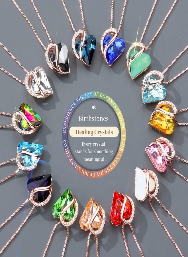 Leafael Rose Gold Plated Necklace for Women: Heart Shaped Rainbow Black Healing Crystal Center, Dazzling Cubic Zirconia, Hypoallergenic Chain (18"+2"), Jewelry Gifts for Anniversaries and Birthdays - Image 3