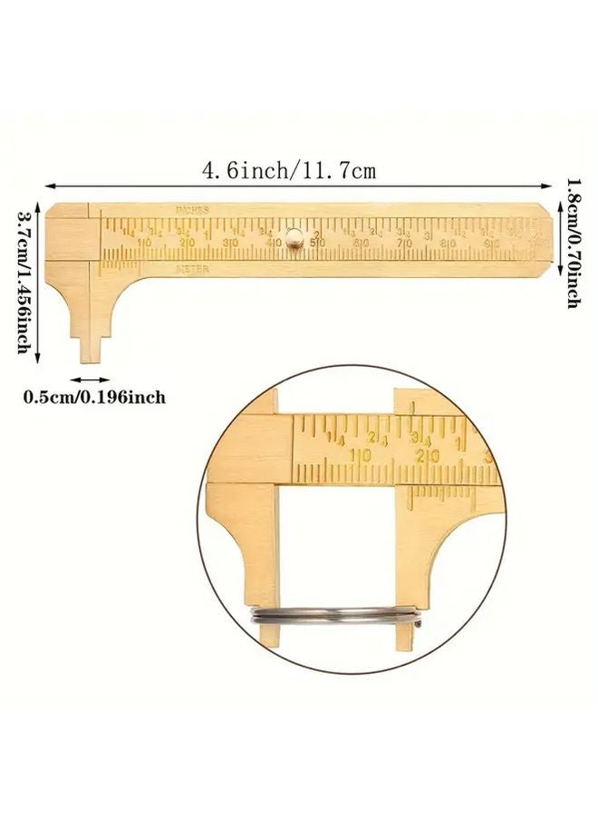 Mini Vernier Caliper 100mm Brass Pocket Size Metal Measuring Tool Double Scales Metric Imperial MM Inch Portable Ruler Earthy Yellow - Image 5