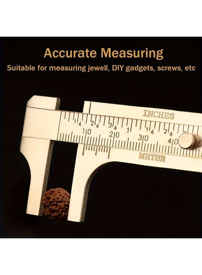 Mini Vernier Caliper 100mm Brass Pocket Size Metal Measuring Tool Double Scales Metric Imperial MM Inch Portable Ruler Earthy Yellow - Image 4