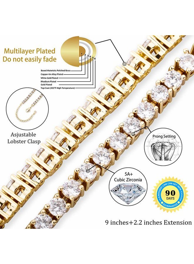 TOPGRILLZ 3-6mm Tennis Chain Anklet with Extension Bracelet for Women, 14K Gold Plated CZ Diamond Fashion Foot Jewelry Gifts - Image 2
