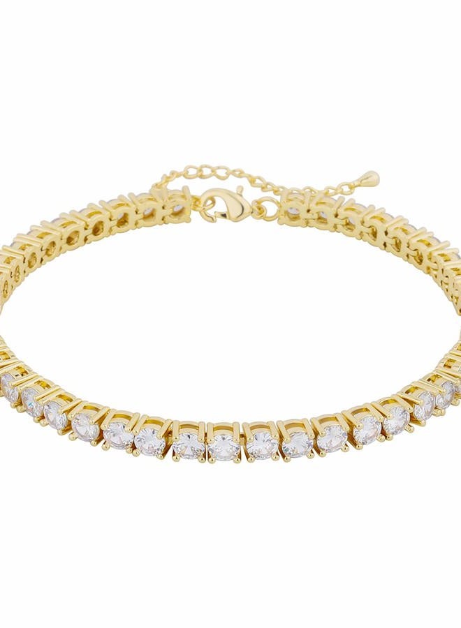 TOPGRILLZ 3-6mm Tennis Chain Anklet with Extension Bracelet for Women, 14K Gold Plated CZ Diamond Fashion Foot Jewelry Gifts - Image 1