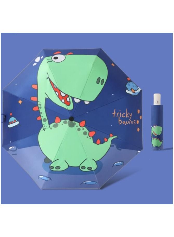 DUNISO Kids Dinosaur Print Folding Umbrella Automatic Open Cartoon Travel Umbrella Waterproof and UV-Resistant Compact Windproof Umbrella for Girls and Boy - Image 2