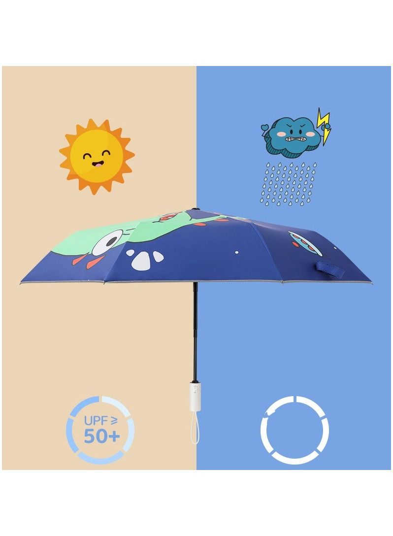 DUNISO Kids Dinosaur Print Folding Umbrella Automatic Open Cartoon Travel Umbrella Waterproof and UV-Resistant Compact Windproof Umbrella for Girls and Boy - Image 5