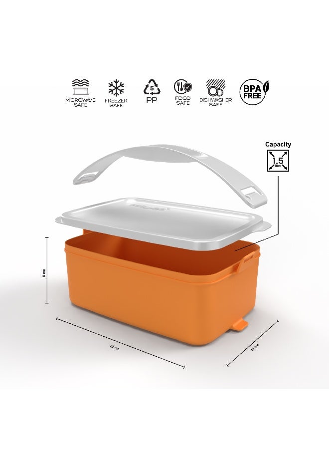 EasyGO Easy-Go 1.5L Portable Lunch Box with Handle – Unsectioned - Microwave, Freezer & Dishwasher Safe - Image 4