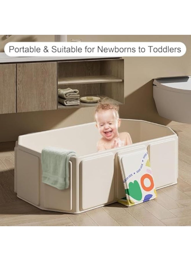 Arabest حوض استحمام للأطفال قابل للطي، حوض استحمام محمول وقابل للطي للرضع، حوض استحمام موفر للمساحة للأطفال من حديثي الولادة إلى toddlers، حوض استحمام للأطفال خفيف الوزن وسهل التخزين، للاستخدام في السفر أو المنزل، تصميم مدمج - Image 4