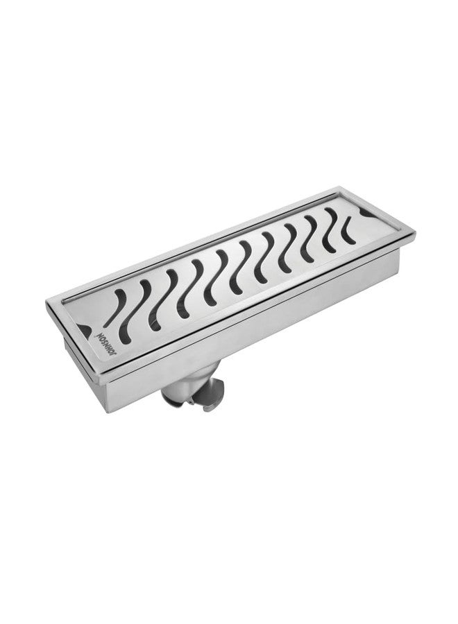Johnson Bathrooms Johnson Wave 4x12 inches Rectangle Shower Drain Channel | SS304 Grade Vertical Water Drain Channel| Floor Drain for Bathroom with Cockroach Trap | 2 Year Warranty (T3391C0 - Stainless Steel) - Image 1
