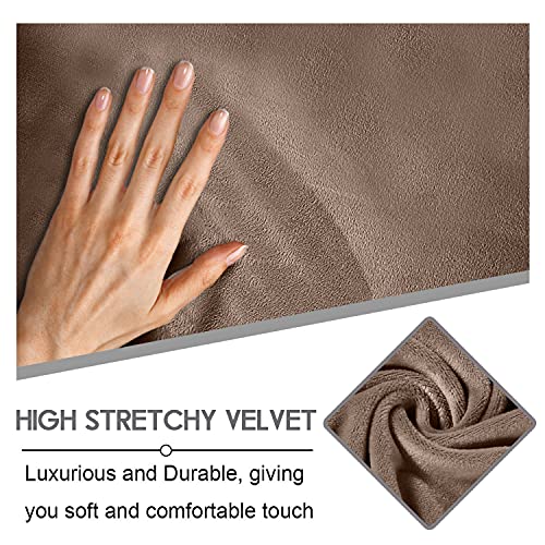ULTICOR Velvet 8-Pieces Recliner Sofa Covers Stretch Reclining Couch Covers for 3 Cushion Reclining Sofa Slipcovers Furniture Covers Thick Soft Washable (3 Seater Recliner Cover, Sand) - Image 3