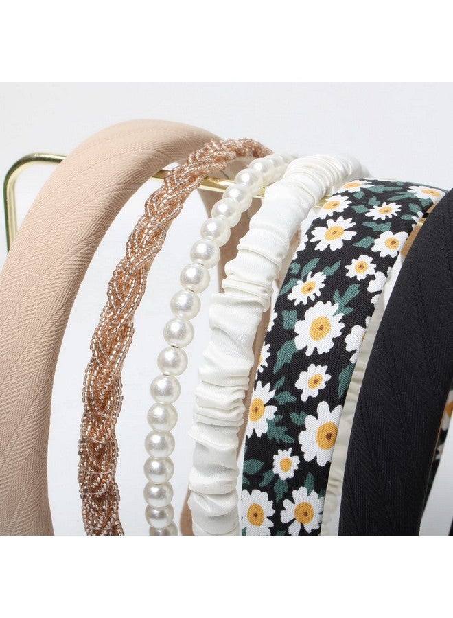 Cuizhiyu 6Pk Different Designs Headbands For Womennon Slip Flower Headbandcute Pearl Headbands For Girlstwisted Headbandblack White Solid Headbands Set - Image 5