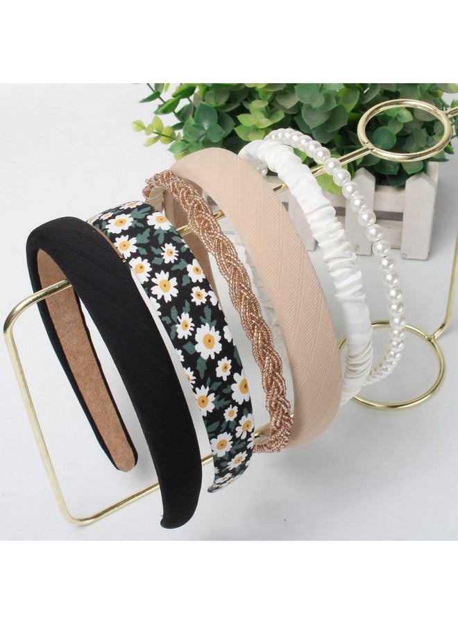 Cuizhiyu 6Pk Different Designs Headbands For Womennon Slip Flower Headbandcute Pearl Headbands For Girlstwisted Headbandblack White Solid Headbands Set - Image 3