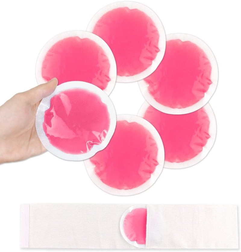 NEWGO NEWGO Small Ice Packs for Injuries, 6 Pack Round Ice Packs for Face, Hot and Cold Gel Ice Pack Circular Cold Compress with Cloth Backing & Sleeve for Pain Relief, Toothaches - Red
