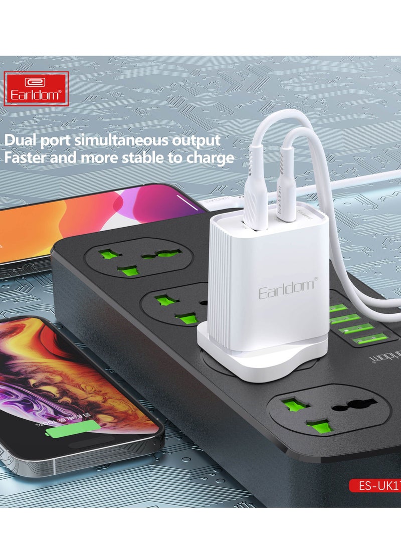Earldom 38W PD QC3.0 USB Wall Charger – UK 3 Pin Plug Type-C Fast Charging Adapter for iPhone 16 & More - Image 2