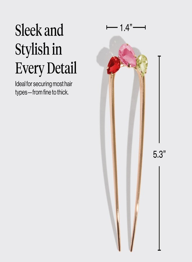 كيتش دبوس شعر فرنسي أنيق للنساء - إكسسوارات شعر ذهبية مرصعة بالأحجار الكريمة، دبوس شعر معدني خفيف الوزن لتسريحات الشعر المرفوعة والملفوفة والكعكات بسهولة | هدايا مثالية للنساء - Image 5