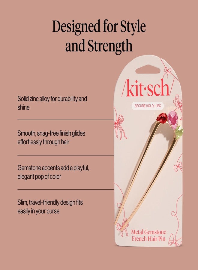 كيتش دبوس شعر فرنسي أنيق للنساء - إكسسوارات شعر ذهبية مرصعة بالأحجار الكريمة، دبوس شعر معدني خفيف الوزن لتسريحات الشعر المرفوعة والملفوفة والكعكات بسهولة | هدايا مثالية للنساء - Image 4