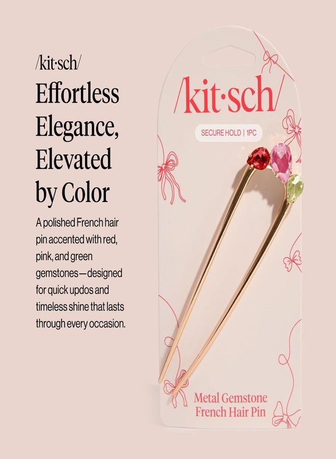 كيتش دبوس شعر فرنسي أنيق للنساء - إكسسوارات شعر ذهبية مرصعة بالأحجار الكريمة، دبوس شعر معدني خفيف الوزن لتسريحات الشعر المرفوعة والملفوفة والكعكات بسهولة | هدايا مثالية للنساء - Image 2