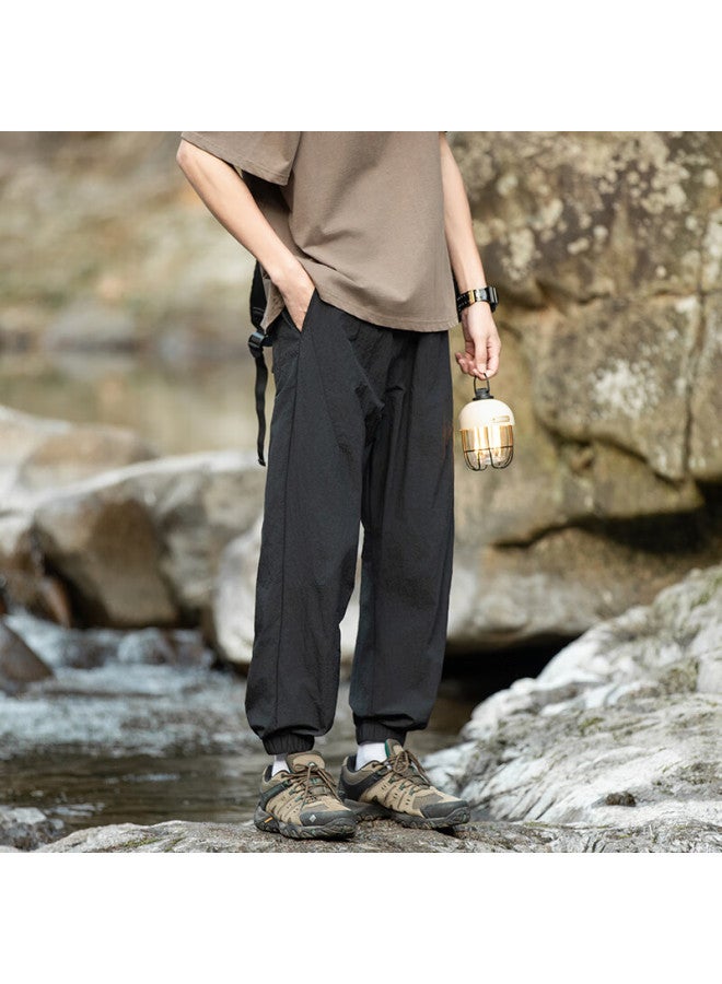Swamp Area Outdoor Mountaineering Work Pants Men's Spring Summer Loose Ice Silk Casual Pants Gz001 Matte Black M - Image 2