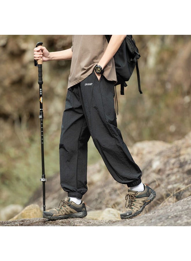 Swamp Area Outdoor Mountaineering Work Pants Men's Spring Summer Loose Ice Silk Casual Pants Gz001 Matte Black M - Image 4