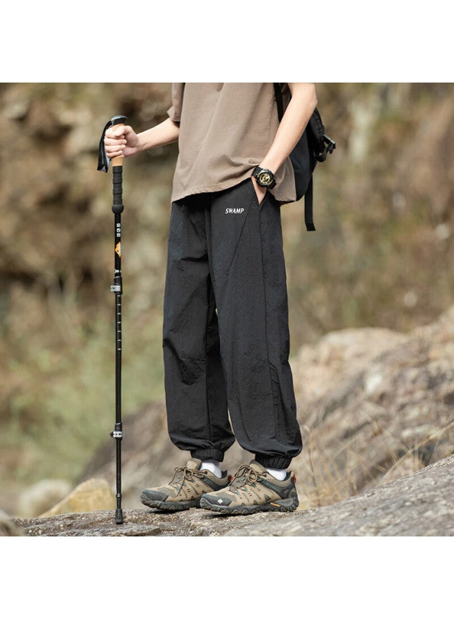 Swamp Area Outdoor Mountaineering Work Pants Men's Spring Summer Loose Ice Silk Casual Pants Gz001 Matte Black M - Image 3