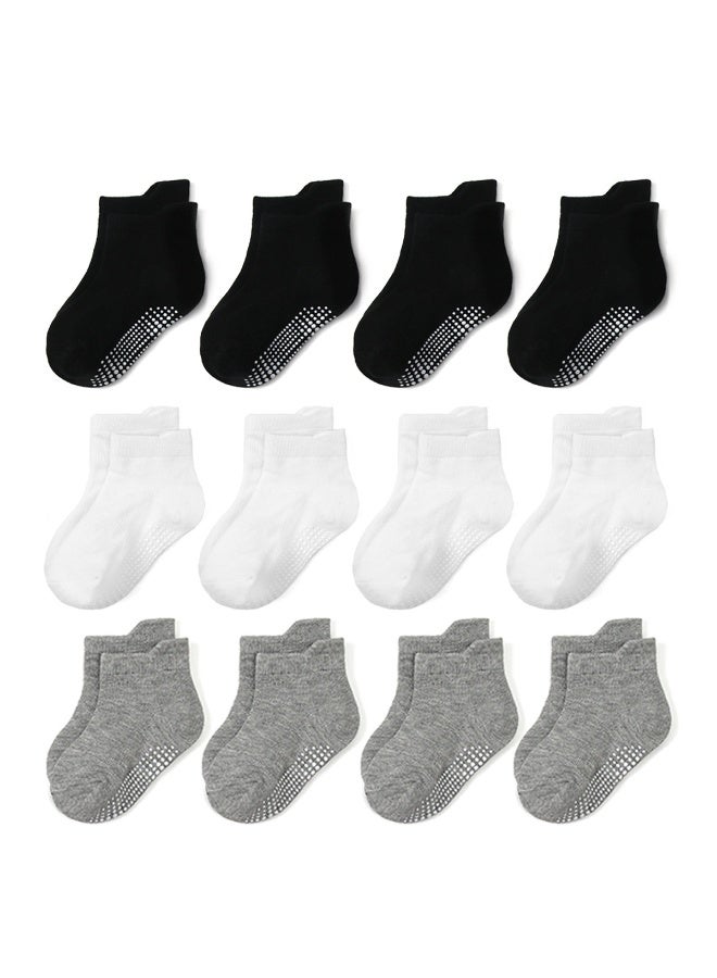 12 Pairs of Brand-New Pure Cotton Socks for Boys and Girls, Non-Slip Floor Socks for Kids. - Image 1