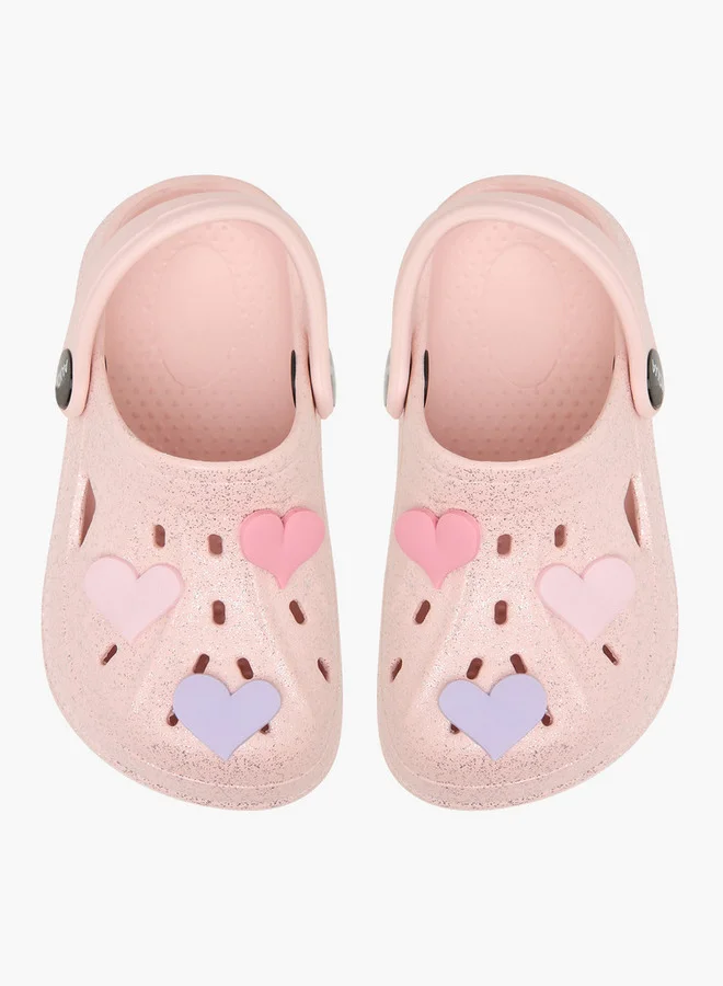 أكوا Girls Heart Applique Clogs with Backstrap