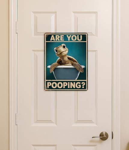 Opix Design Funny Sea Turtle Bathroom Decor – Are You Pooping Turtle Sign, Ocean Theme Wall Art, Tropical Turtle Bathroom Accessories, Sea Life Decor for Restoom or Beach House by Opix Design - Image 4
