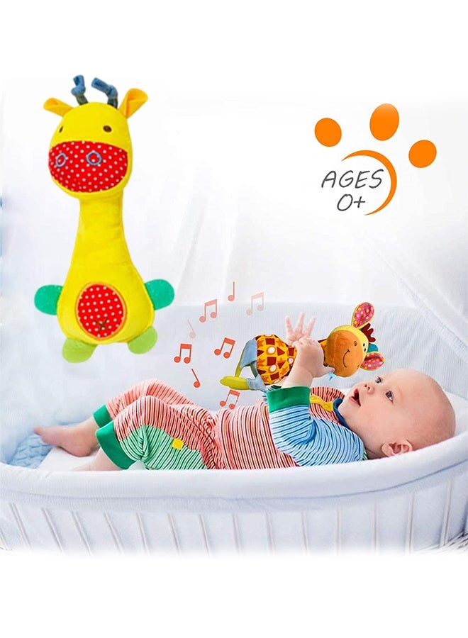 أورجنيزر 4 قطع من خشخيشات الأطفال الناعمة، ألعاب قبضة اليد التنموية للأطفال، ألعاب تعليمية حسية مع عضاضة، أصوات للأطفال، من عمر 3 إلى 6 إلى 9 إلى 12 شهرًا - Image 2