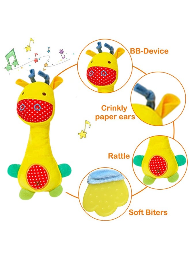 أورجنيزر 4 قطع من خشخيشات الأطفال الناعمة، ألعاب قبضة اليد التنموية للأطفال، ألعاب تعليمية حسية مع عضاضة، أصوات للأطفال، من عمر 3 إلى 6 إلى 9 إلى 12 شهرًا - Image 3
