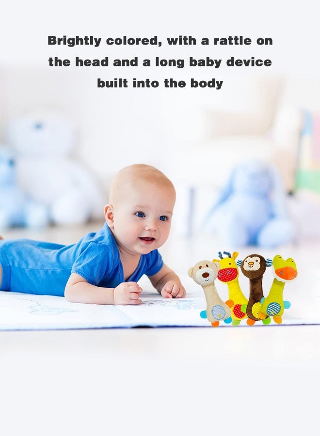 أورجنيزر 4 قطع من خشخيشات الأطفال الناعمة، ألعاب قبضة اليد التنموية للأطفال، ألعاب تعليمية حسية مع عضاضة، أصوات للأطفال، من عمر 3 إلى 6 إلى 9 إلى 12 شهرًا - Image 4