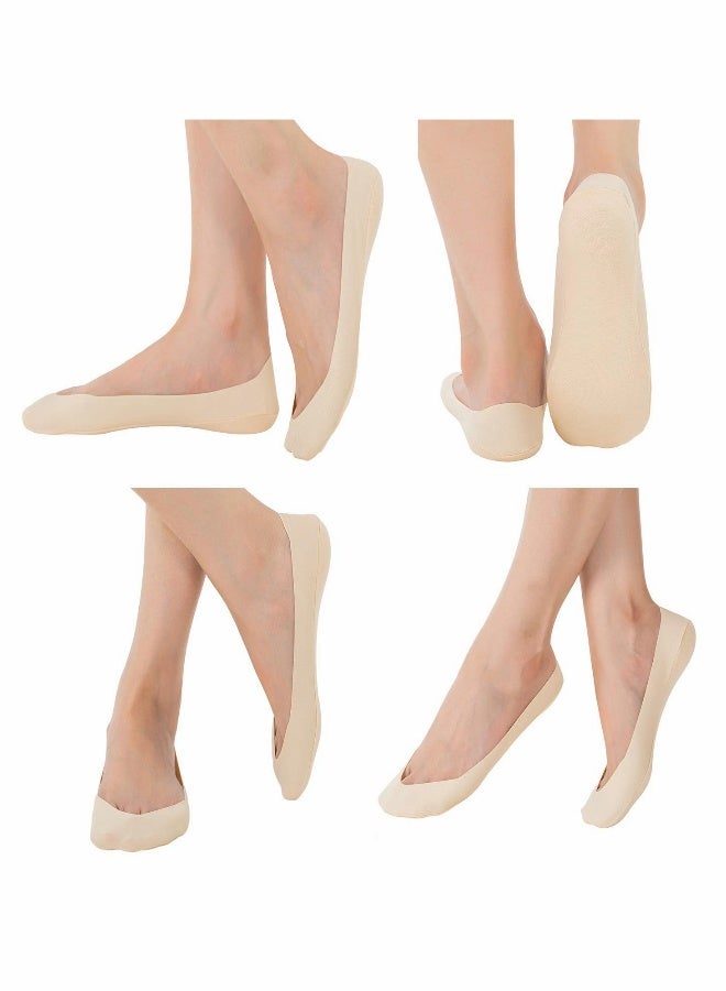 Women Thin Socks Ice silk skin tone Cotton Nylon Low Cut Liner Non Slip hidden Invisible for Flats Boat Sneaker Womens No Show 2 Pack Skin Tone Black - Image 5