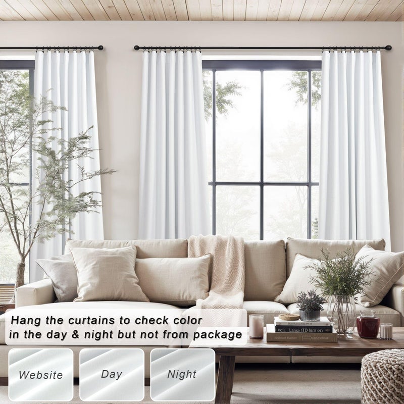 DANCURTON White Blackout Curtains 84 Inch Long 2 Panels Cotton Linen Thick Total Black Out Curtain for Bedroom Window 7ft Living Room Darkening Thermal Insulated Drapes Modern Farmhouse Shabby Chic 52x84 Length - Image 2