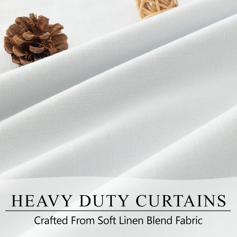 DANCURTON White Blackout Curtains 84 Inch Long 2 Panels Cotton Linen Thick Total Black Out Curtain for Bedroom Window 7ft Living Room Darkening Thermal Insulated Drapes Modern Farmhouse Shabby Chic 52x84 Length - Image 3