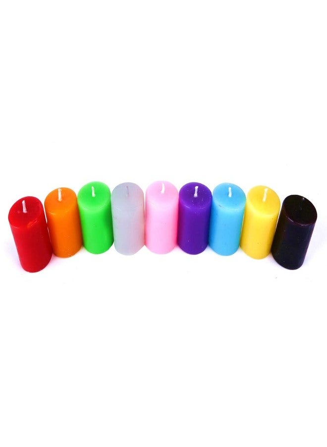 RCW Set of 9 Candle Set for Home Decor & Gifting Unscented Piller Multicolor Candles Set Round 3.5 CM Diameter Smokeless Perfect for Indoor Diwali Christmas X-mas Parties Dinner Table (Length - 5CM) - Image 4