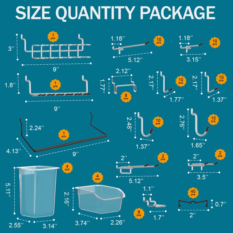 Daanxw Peg Board Kit, Includes Pegboard and Accessories,with Hooks and Bins,Peg Board Wall Organizer for Office,Ornaments Display,Crafts Organization (129, White) - Image 3