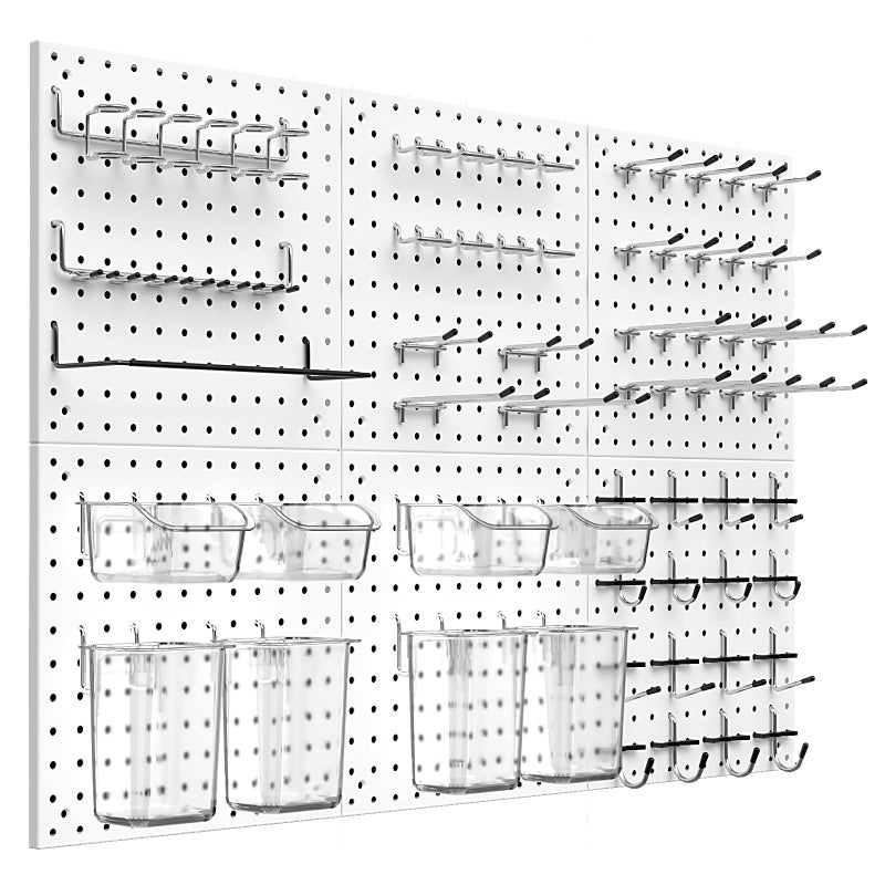 Daanxw Peg Board Kit, Includes Pegboard and Accessories,with Hooks and Bins,Peg Board Wall Organizer for Office,Ornaments Display,Crafts Organization (129, White) - Image 1
