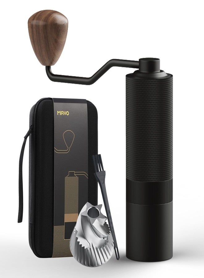 MAVO Manual Coffee Grinder, Wizard Hand Coffee Grinder, Capacity 25g with CNC Stainless Steel Hexagonal Conical Burr, Adjustable Setting, Burr Coffee Bean Grinder for French Press, Pour Over, Black - Image 1