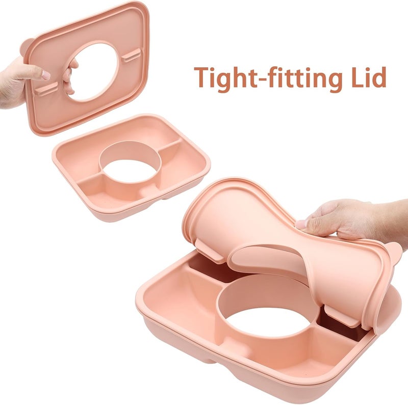Dazhuocs Snack Bowl for Stanley Cup with Upgraded TightFitting Cover Reusable Snack Tray with Lid Fits for Stanley 40 oz Tumbler with Handle Stanley Accessories Silicone Snack Ring Pink - Image 2