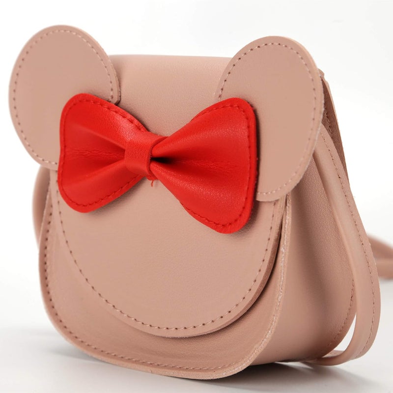 QiMing Little Mouse Ear Bow Crossbody Purse,PU Shoulder Handbag for Kids Girls Toddlers - Image 2