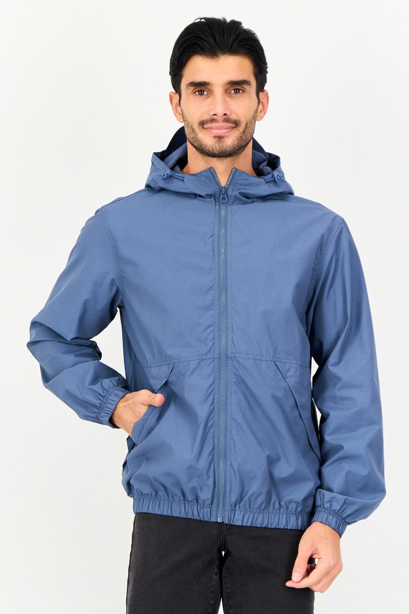 Celio Men Solid Bomber Jacket, Slate Blue - Image 1