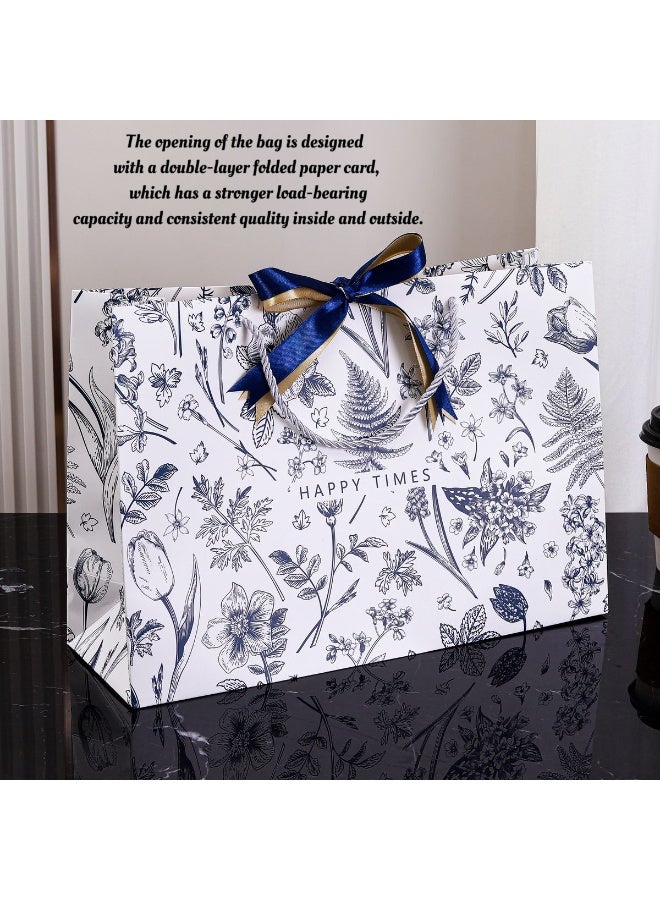 أكياس هدايا رمضان 36 × 12 × 25 سم، أكياس ورقية خفيفة الوزن فاخرة بنقوش زهرية، أكياس هدايا ورقية كبيرة محمولة، أكياس أعياد ميلاد لعيد الأم وحفلات الزفاف وما إلى ذلك. (عبوة من 5 قطع) - Image 3