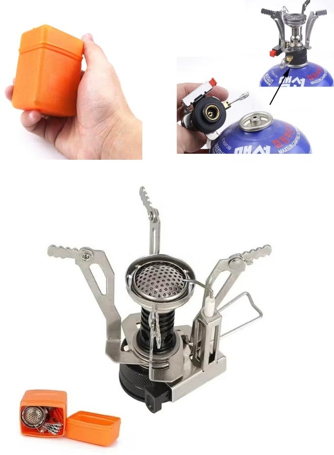 بي كيه ماكس موقد تخييم صغير محمول، موقد غاز البوتان قابل للطي، موقد حقائب ظهر مزود بإشعال بيزو، دعامة ثابتة، مقاوم للرياح، صمام حرارة قابل للتعديل وزر إشعال مدمج، مثالي للتخييم في الهواء الطلق، والمشي لمسافات طويلة، والطهي في النزهات، وغير ذلك الكثير. - Image 1