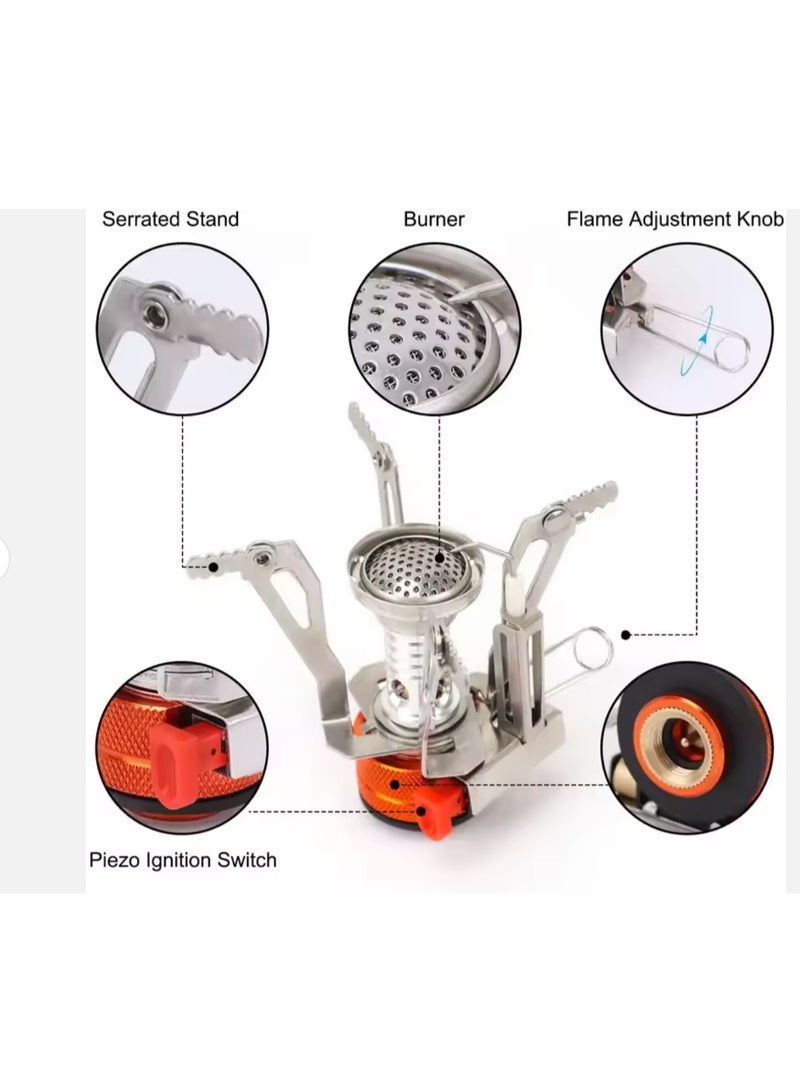 بي كيه ماكس موقد تخييم صغير محمول، موقد غاز البوتان قابل للطي، موقد حقائب ظهر مزود بإشعال بيزو، دعامة ثابتة، مقاوم للرياح، صمام حرارة قابل للتعديل وزر إشعال مدمج، مثالي للتخييم في الهواء الطلق، والمشي لمسافات طويلة، والطهي في النزهات، وغير ذلك الكثير. - Image 3